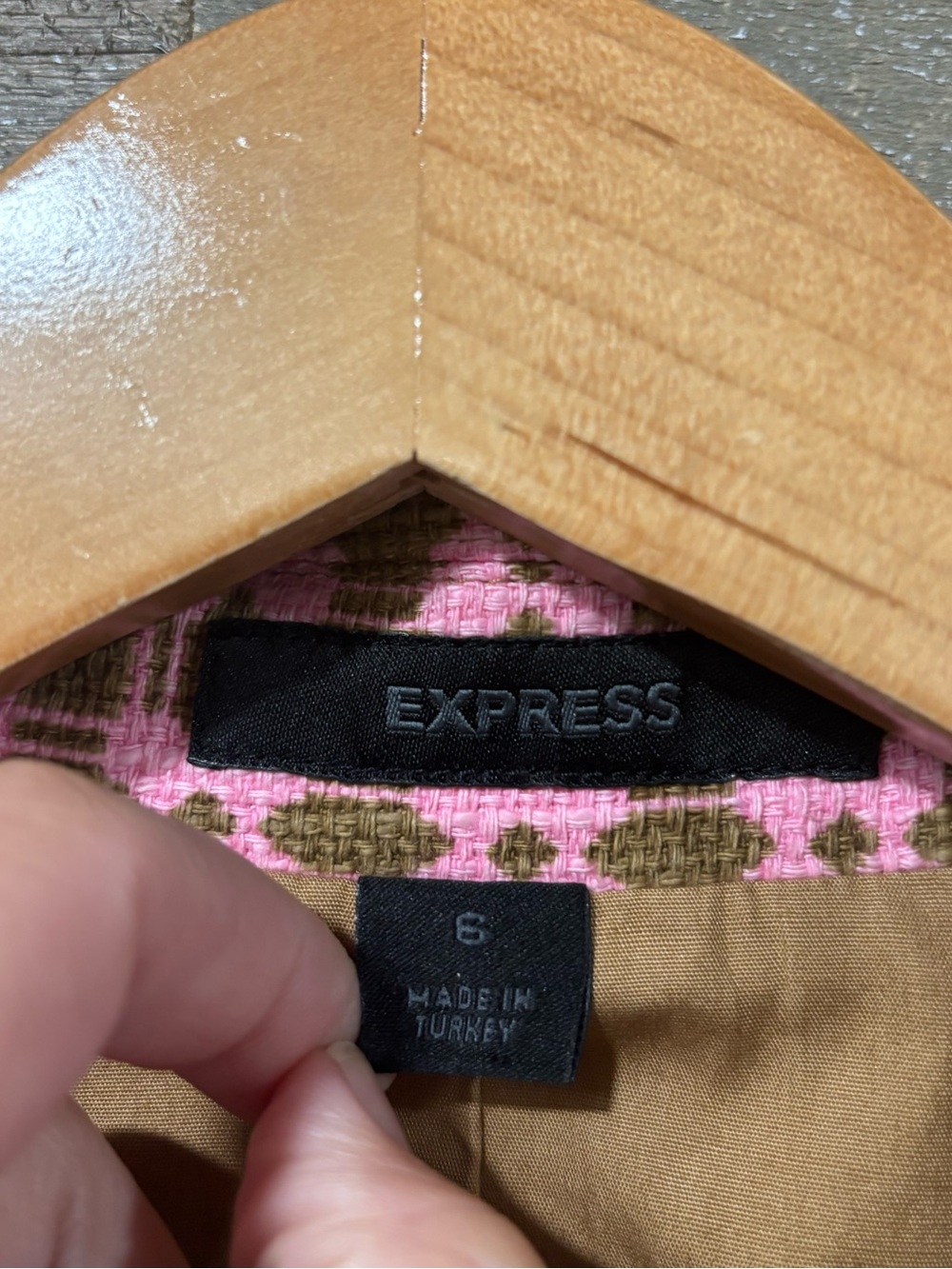 Express Pink and Green 100% cotton Tweed blazer size 6 - Picture 7 of 8